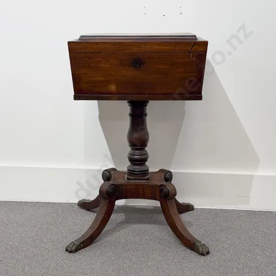 Regency Mahogany and Ebony Inlaid Teapoy