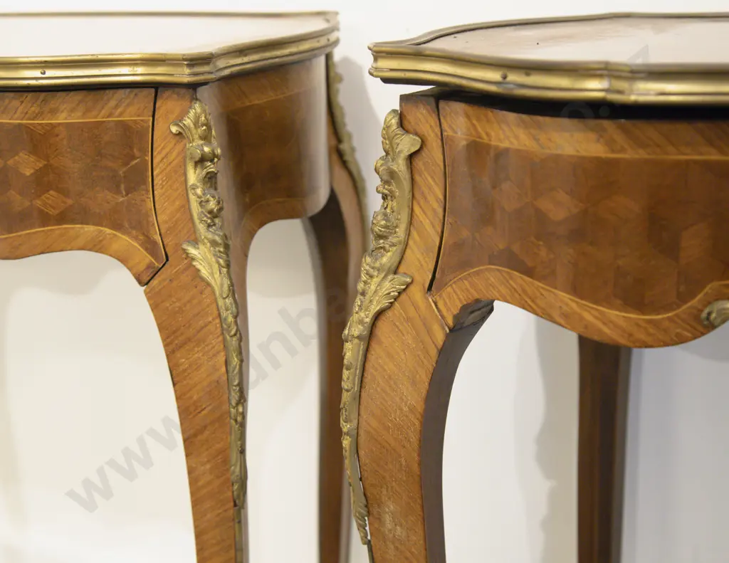 Pair French Kingwood and Ormolu Side Tables Image 1++