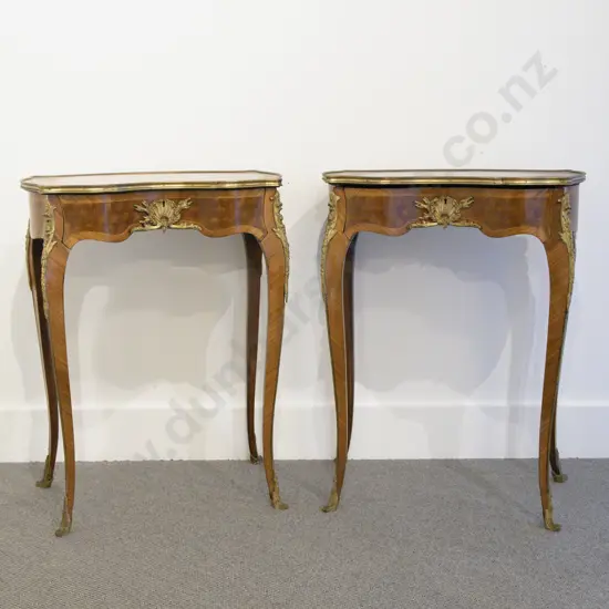 Pair French Kingwood and Ormolu Side Tables