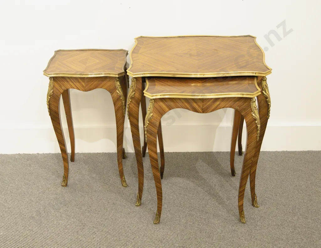 French Kingwood and Ormolu Nest of Three Tables Image 1++