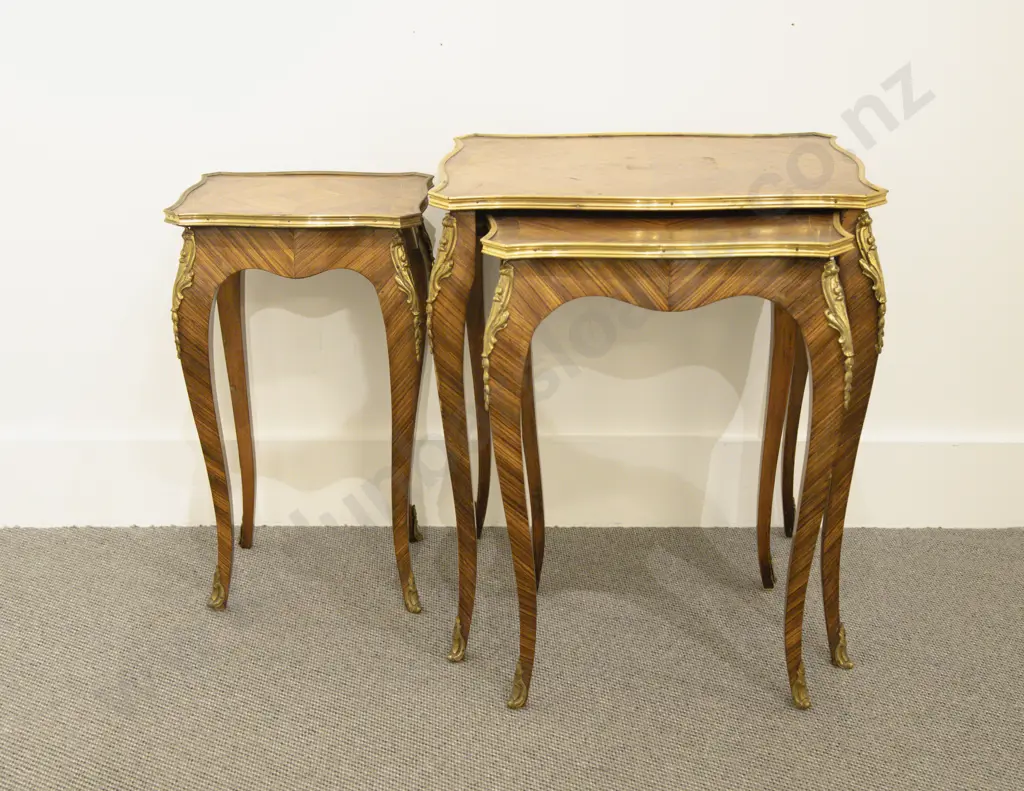 French Kingwood and Ormolu Nest of Three Tables Image 1++