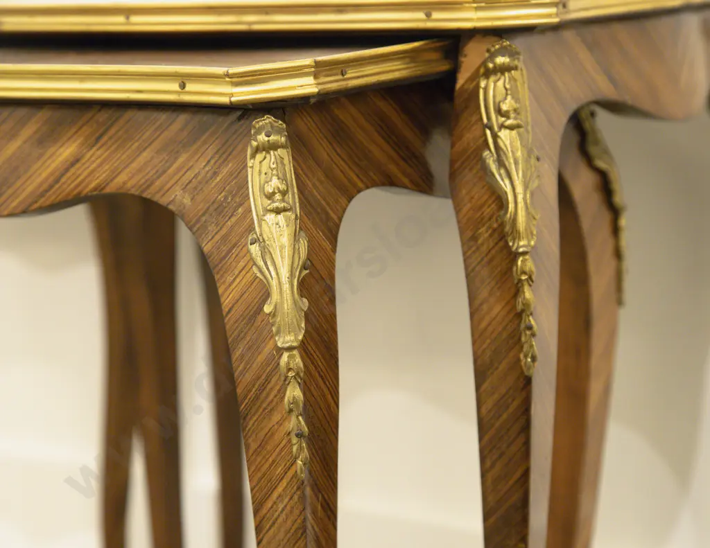 French Kingwood and Ormolu Nest of Three Tables Image 1++
