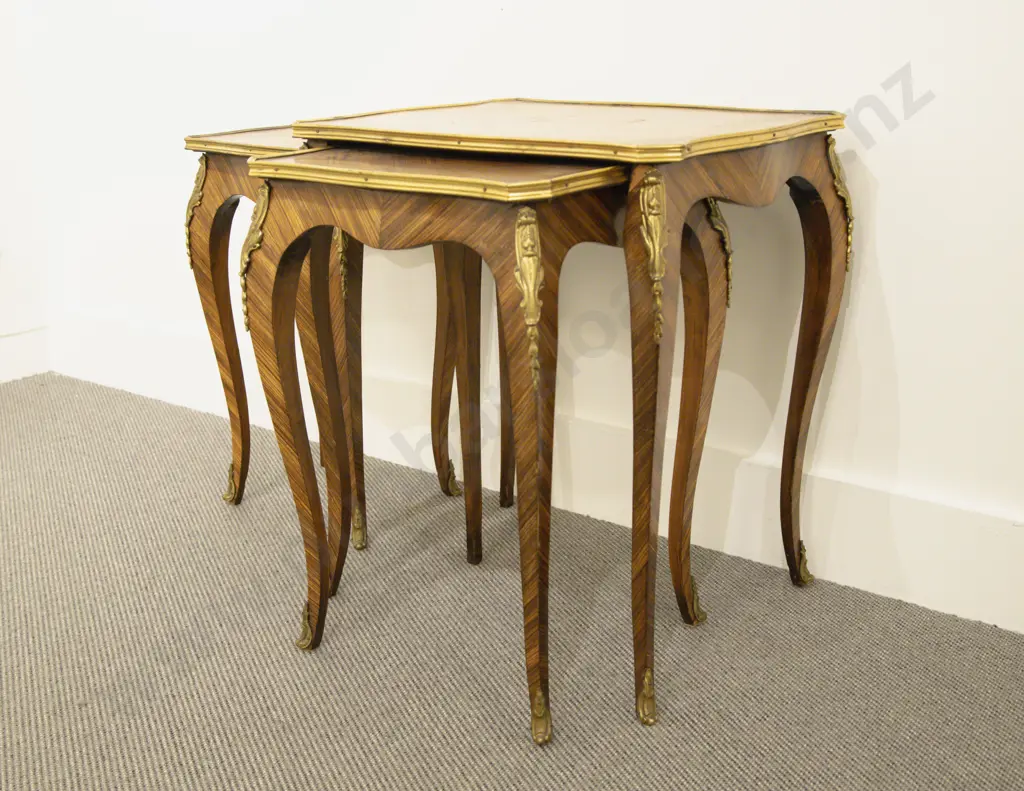 French Kingwood and Ormolu Nest of Three Tables Image 1++