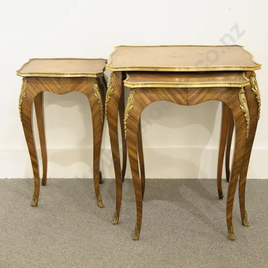 French Kingwood and Ormolu Nest of Three Tables
