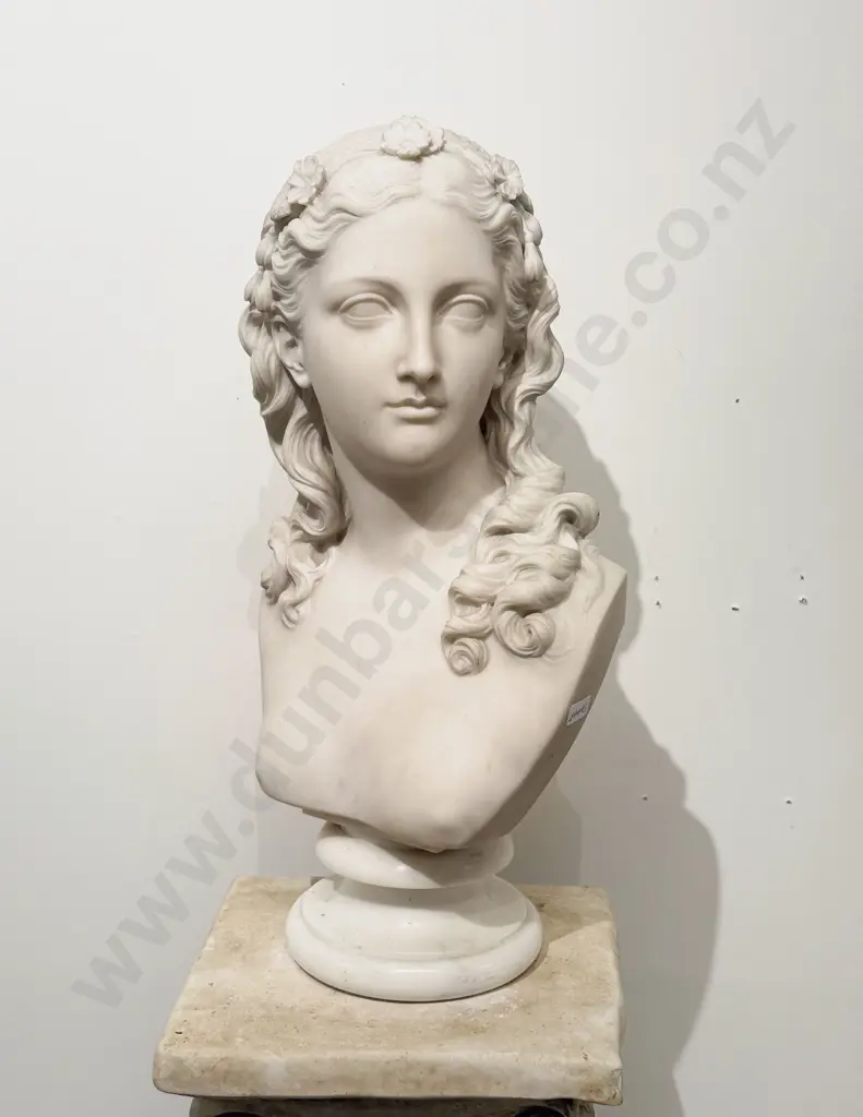 Edward  Arlington Foley (Irish 1814-1874) Signed and Dated 1871 Marble Bust of a Classical Muse Image 1++