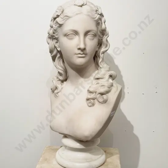 Edward  Arlington Foley (Irish 1814-1874) Signed and Dated 1871 Marble Bust of a Classical Muse