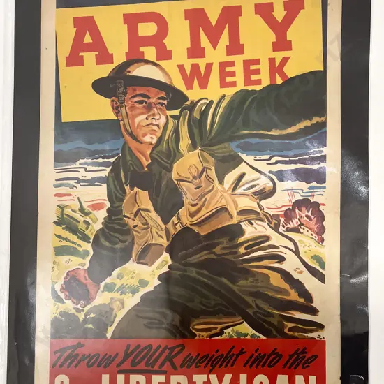 WWII British 'Army Week' Poster & Two War Maps