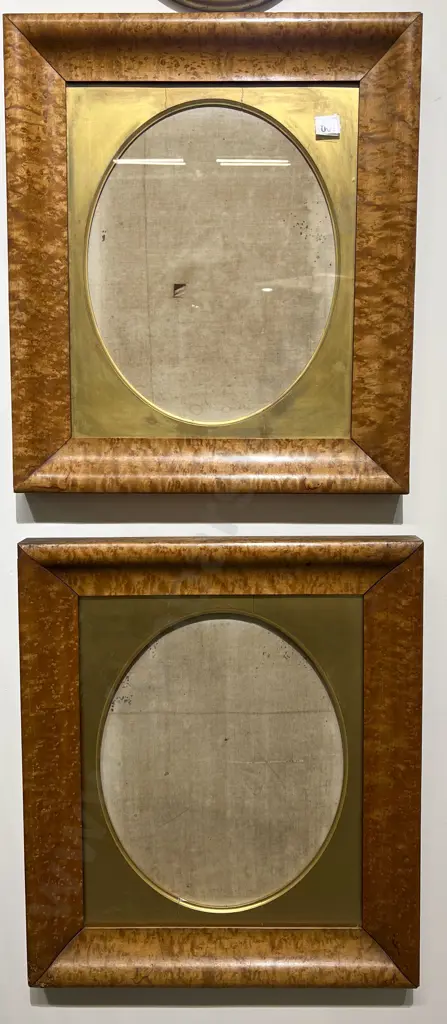 Pair Vict Birds Eye Maple Art Frames Image 1++