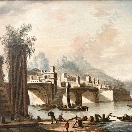 C19th Italian School Wharf Scene