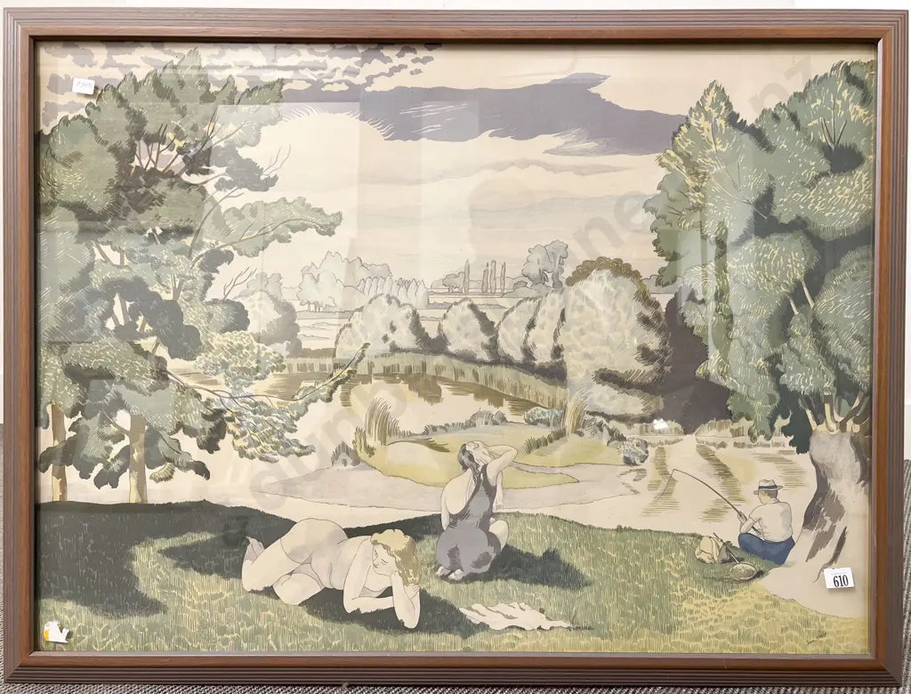 John Nash (British 1893-1977) - Landscape with Bathers Image 1++