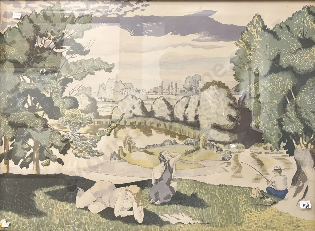 John Nash (British 1893-1977) - Landscape with Bathers Image 1++