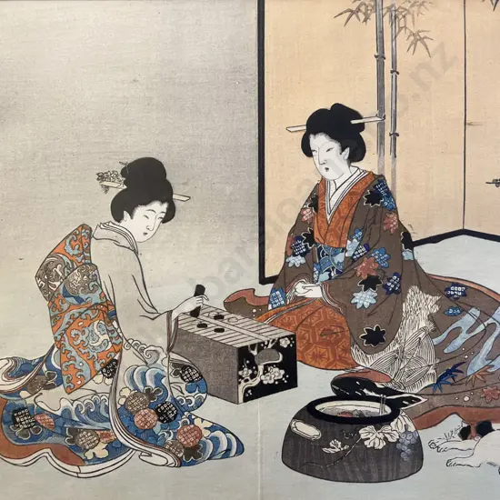 Two Antique Japanese Woodblocks