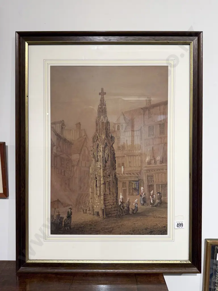Attributed Samuel Prout (British 1783 - 1852) - French Town Square Image 1++