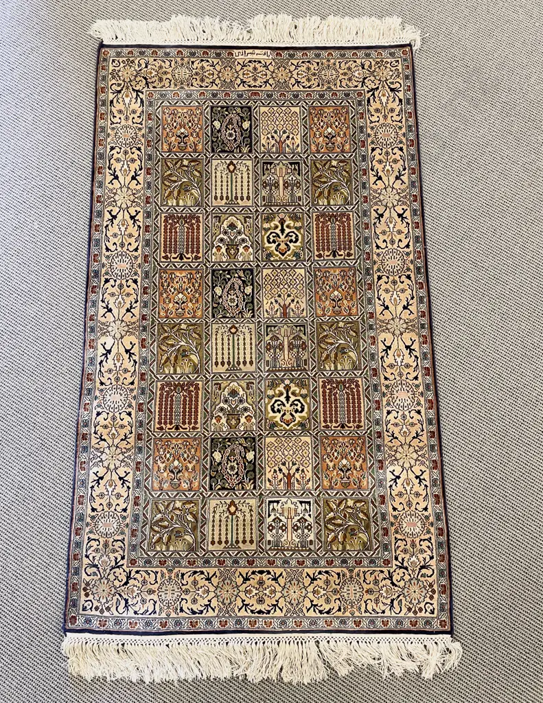 Persian All Silk Picture - Garden Panel Rug Image 1++