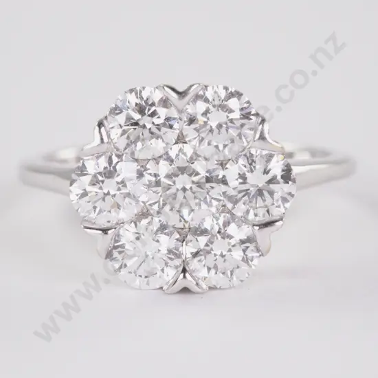 18ct White Gold Seven Stone Diamond Cluster Ring