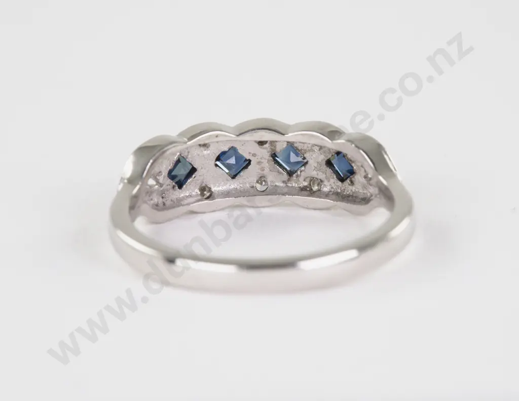 18ct White Gold Ten Stone Sapphire and Diamond Fancy Band Ring Image 1++