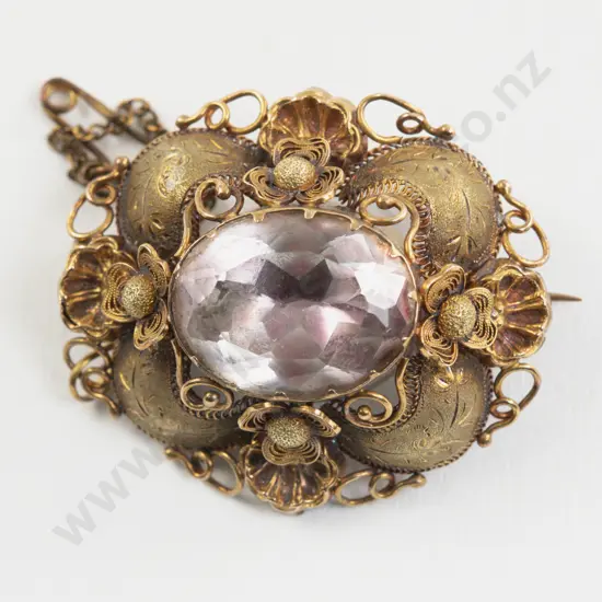 Georgian 9ct Single Amethyst Brooch