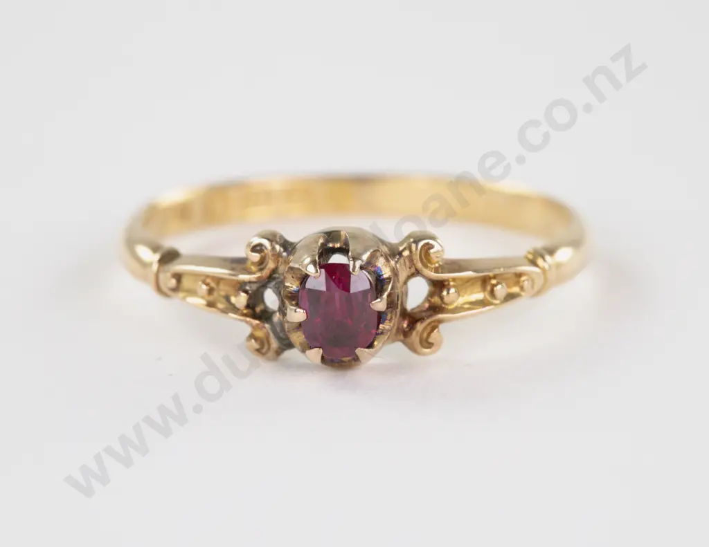 Edwardian 18ct Single Ruby Ring Image 1++