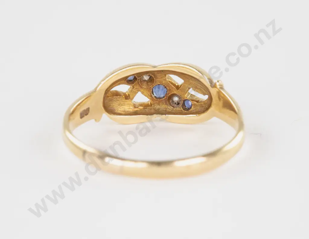 Victorian 18ct Nine Stone Ceylon Sapphire and Diamond Ring Image 1++