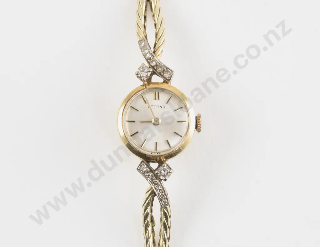 Vintage Eterna 14ct and Diamond Ladies Dress Watch Image 1++