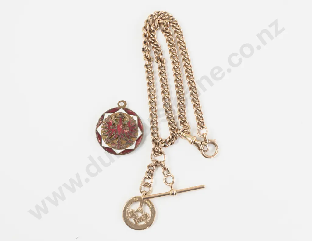 Antique 9ct Curb Link Albert Chain Image 1++