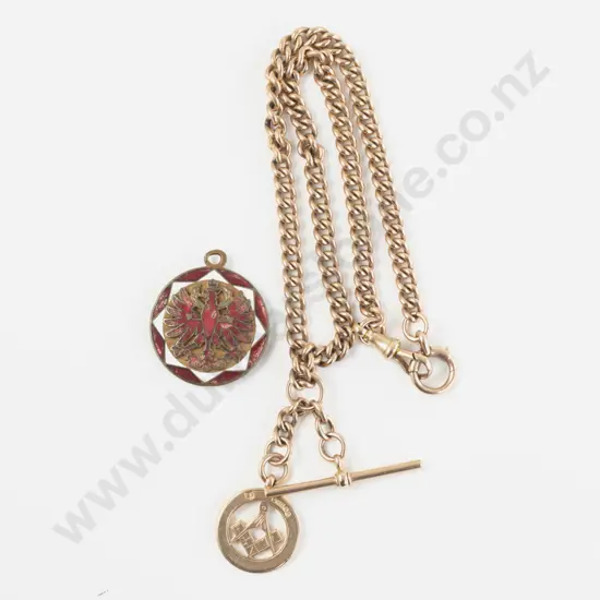 Antique 9ct Curb Link Albert Chain