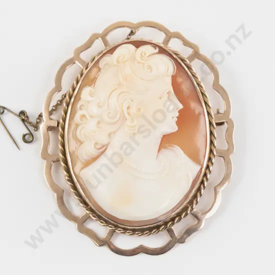 9ct Framed Classic Portrait Cameo Brooch