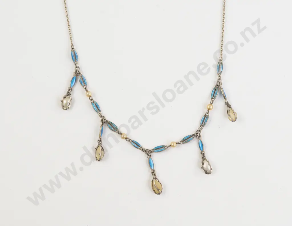 Victorian S/S Enamel and Pearl Necklace Image 1++