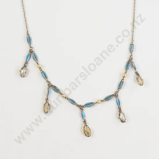 Victorian S/S Enamel and Pearl Necklace