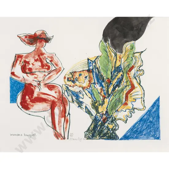 Pat Hanly - Woman + Bouquet