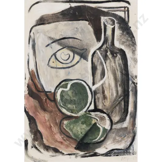 Melvin Day - Still Life with Bottle, Fruit, and Plaster Cast