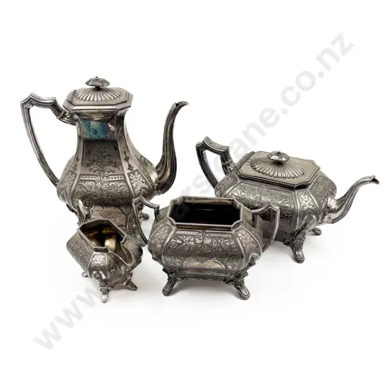 Four Piece Ornate S/P Tea and Coffee Set