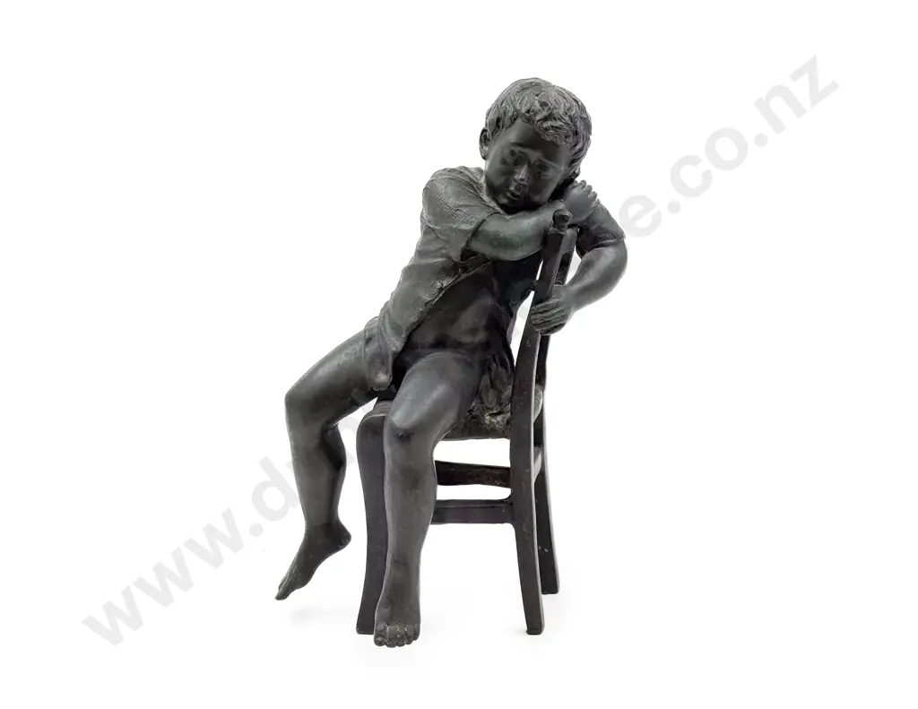 Bronze Figure of Boy on Chair Image 1++