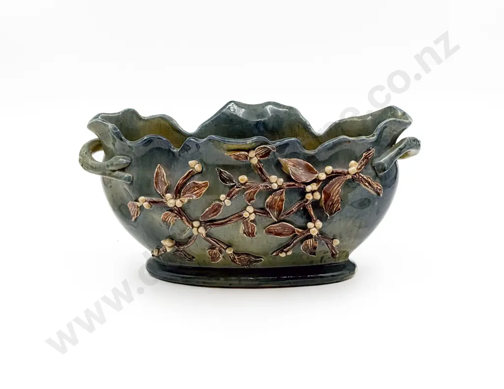 Glazed Floral Decorated Flower Trough Vase Image 1++