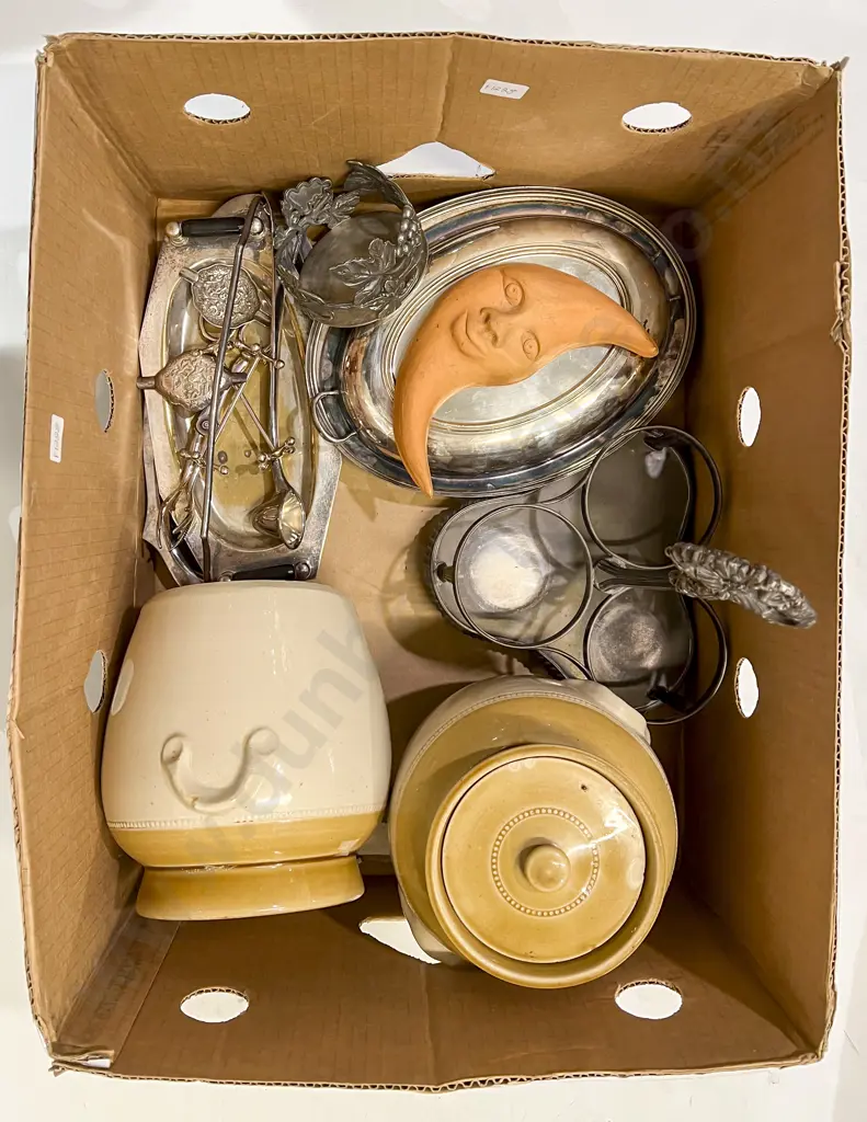 Pair Of Stoneware Lidded Jars and Assorted S/P Image 1++