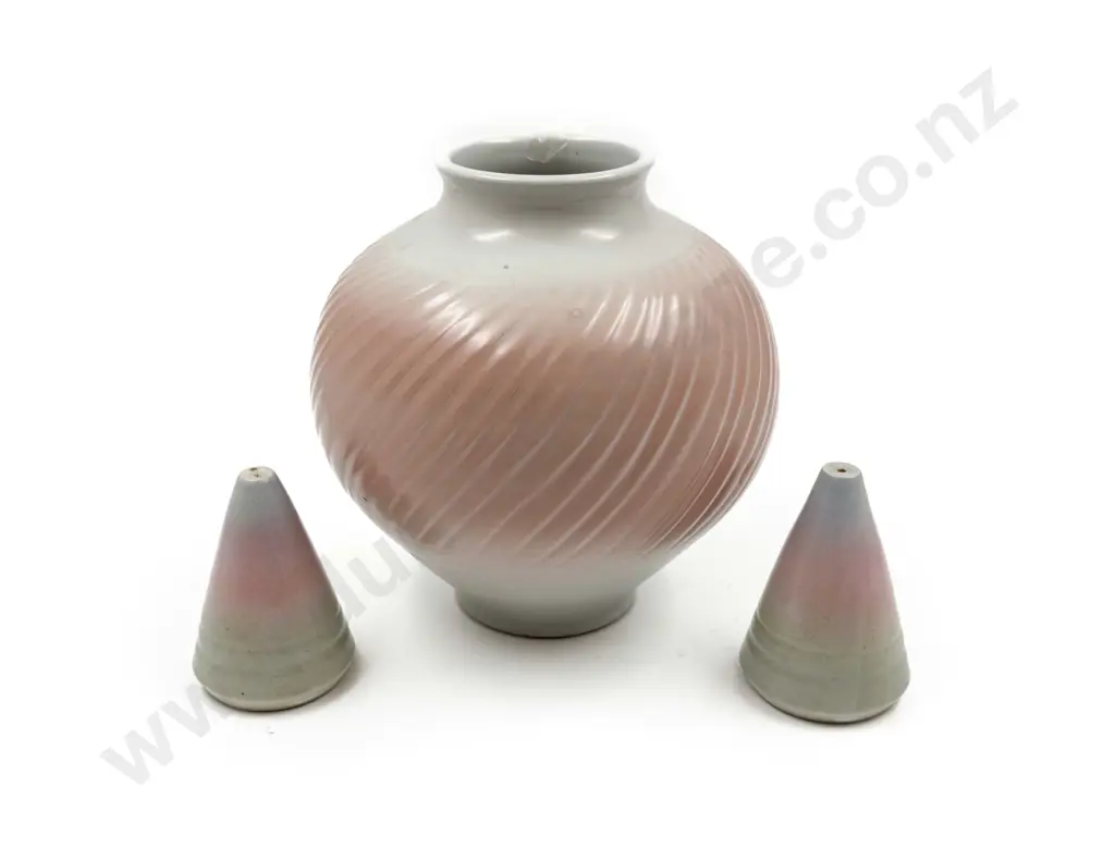 Pottery Vase with Pottery Salt and Pepper Image 1++