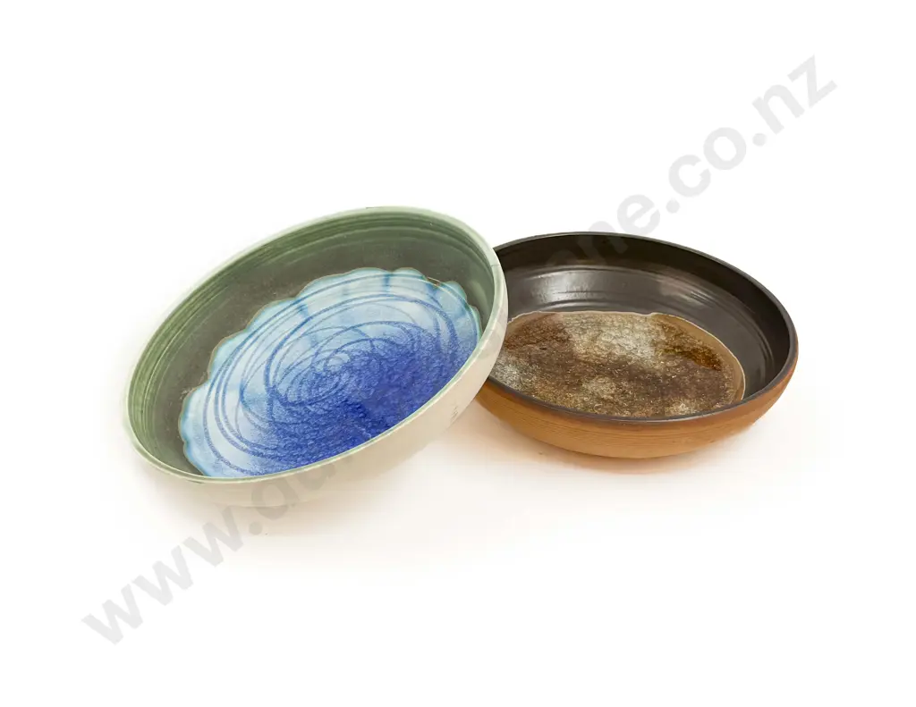 Two Pottery Shallow Centre Bowls Image 1++
