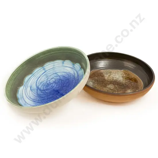 Two Pottery Shallow Centre Bowls