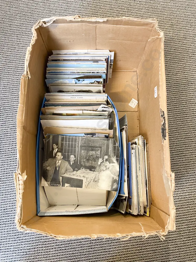 Box of Assorted Vintage Postcards Image 1++