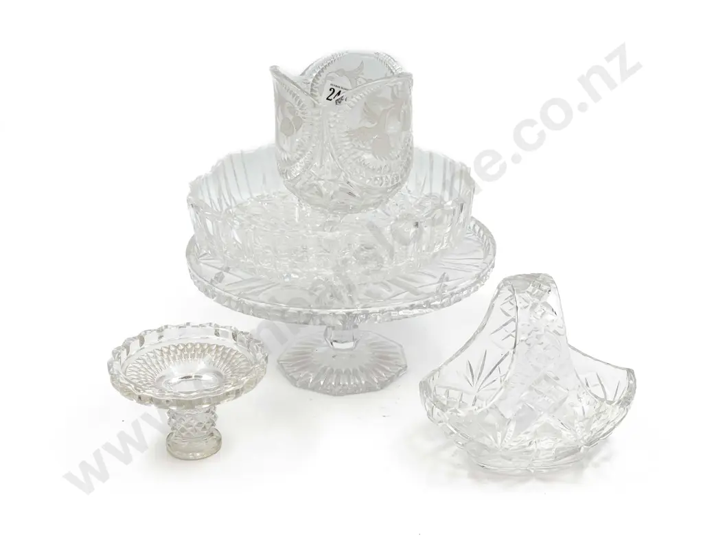 Glass Cake Stand And Assorted Crystal and Glassware Image 1++