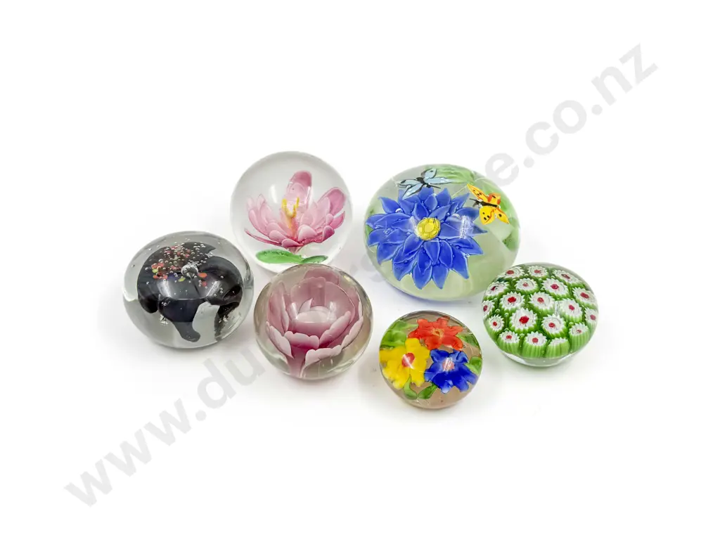 Six Assorted Art Glass Paperweights Image 1++
