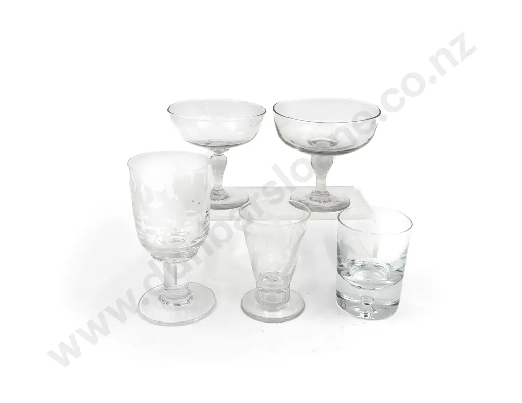 Small Qty of Assorted Glassware engraved goblet by Steven Rickard 1981 Image 1++