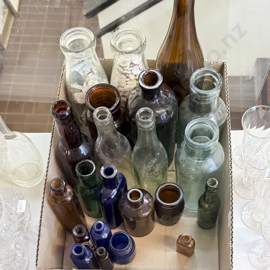 Qty of Assorted Vintage Glass Bottles