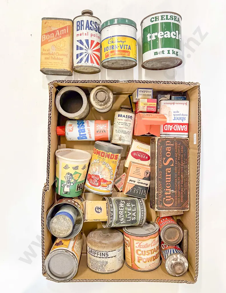 Box of Assorted Vintage Tins Image 1++