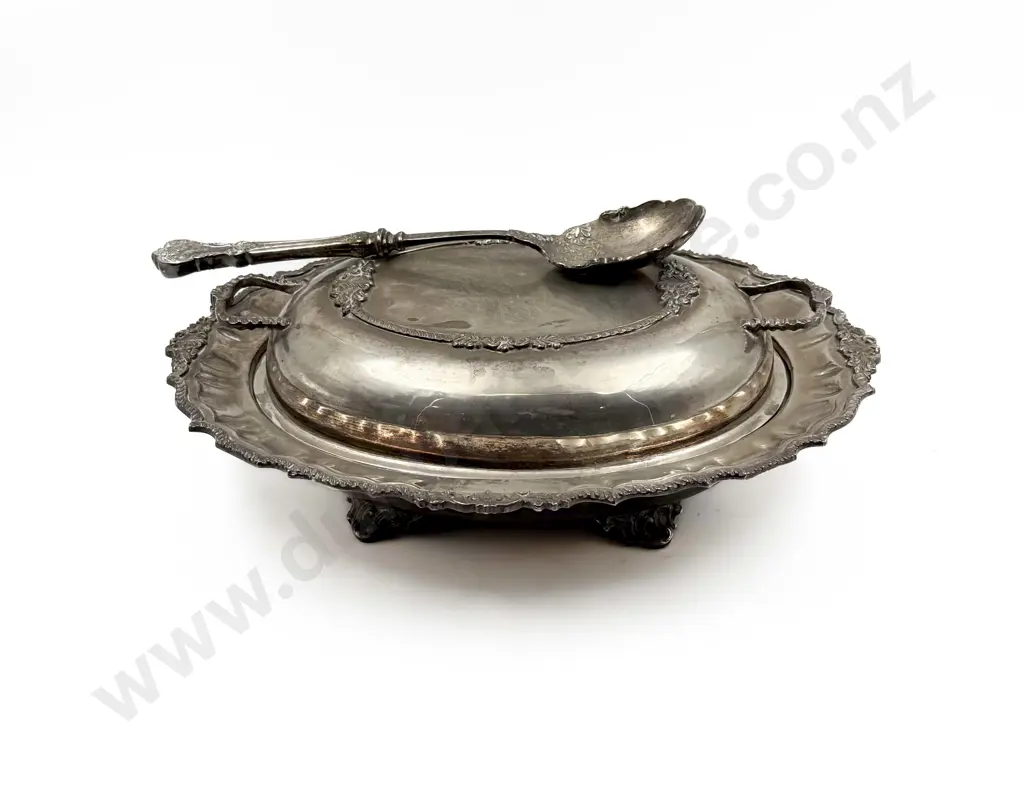 Footed Ornate S/P Tureen Image 1++