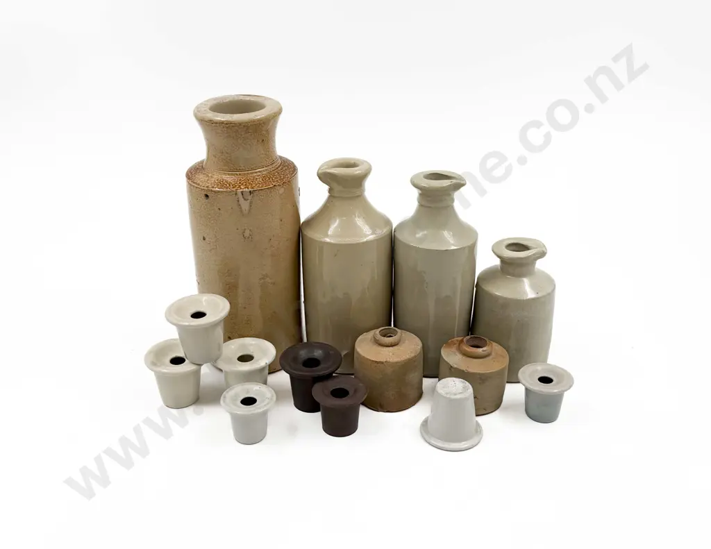 Qty of Assorted Stoneware Ink Bottles Etc Image 1++