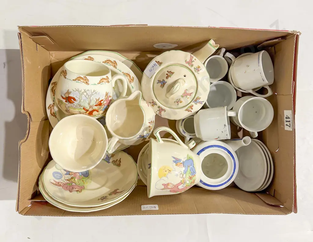 Box of Assorted Nursery China Including RD Bunnykins Image 1++