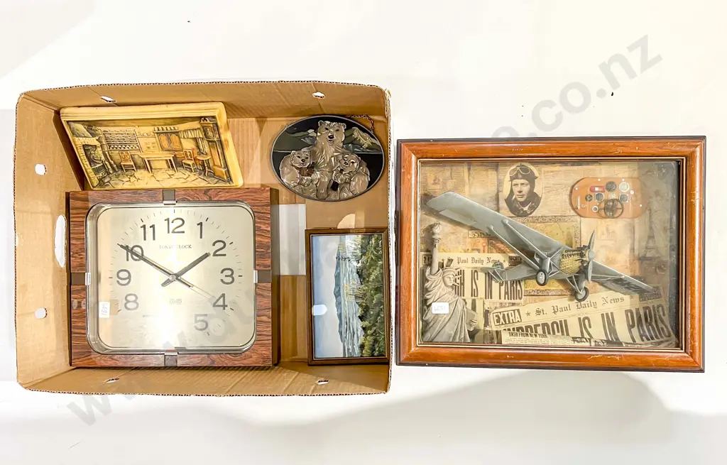 Qty of Assorted Including Wall Clock and Various Artwork Image 1++
