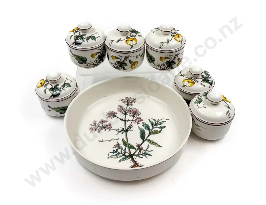 Villeroy & Boch "Botanica" Pattern - Serving Bowl with 6 Condiment Jars Image 1++