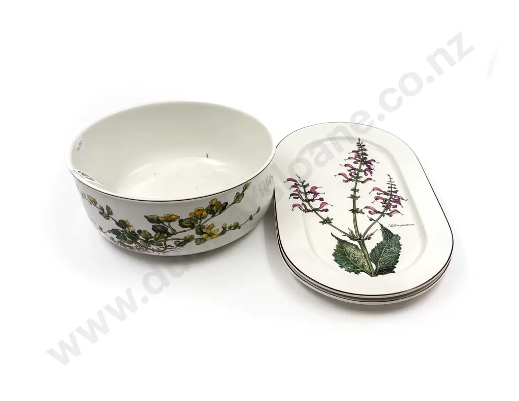 Villeroy & Boch "Botanica" Pattern - Serving Bowl with Pair of Oblong Sandwich Trays Image 1++